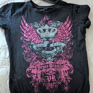 Black T-Shirt with Pink Graphic Design